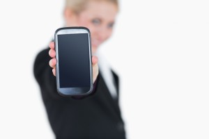 affärskvinna-mobil